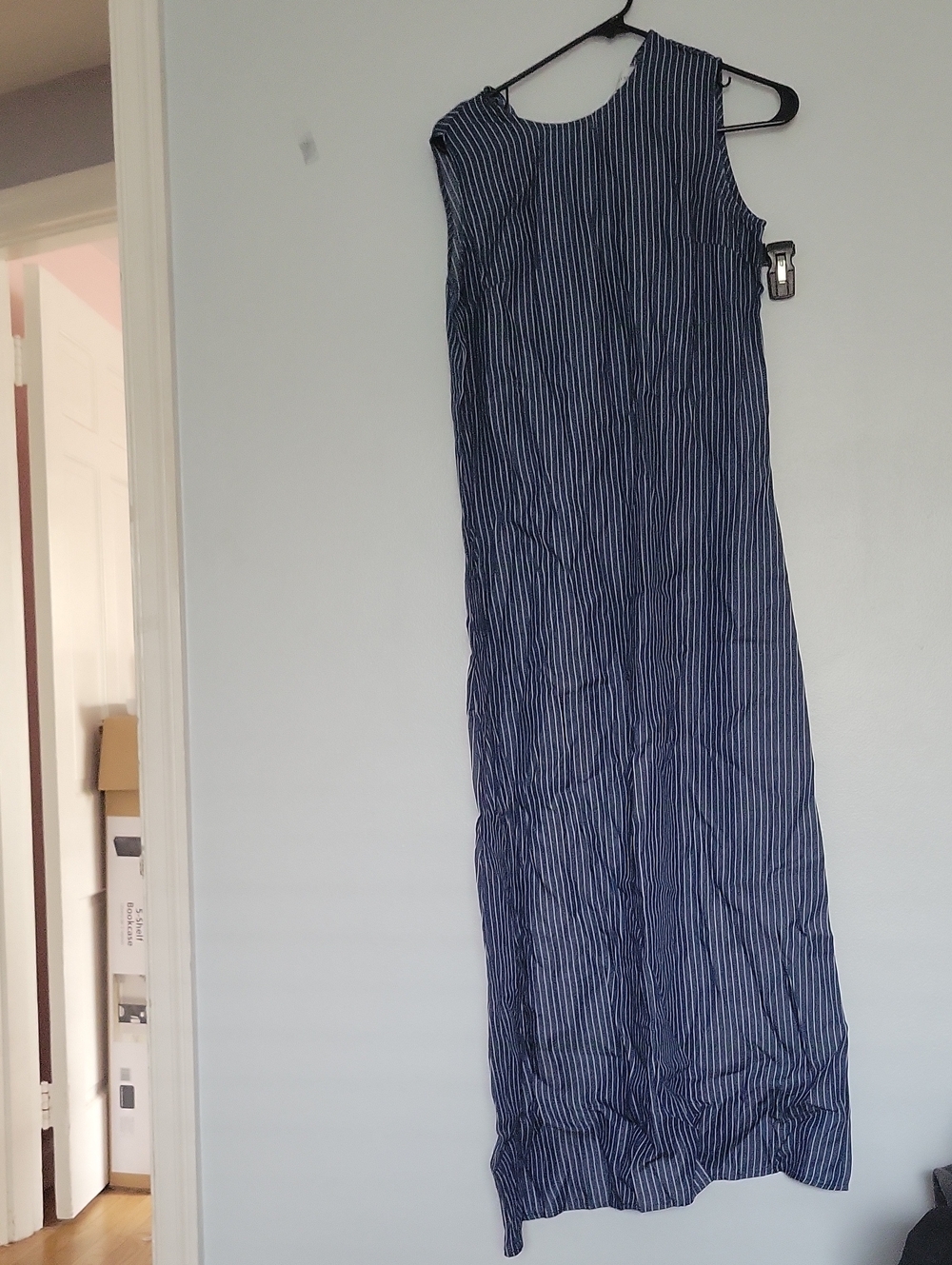 SD Collection Navy with White Pinstripe Sleeveless Maxi Dress